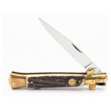 Kissing Crane Stag Stiletto Lock Back Knife