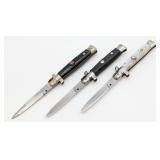 (3) 7in Italian Stiletto Switchblade Knives