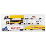 (6) 1/64 Ertl Semi Trucks and Trailers