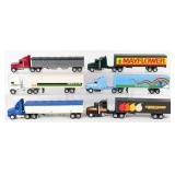 (6) 1/64 Ertl Semi Trucks and Trailers