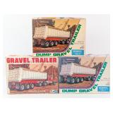 (3) 1/25 Ertl / MPC Dump Gravel Trailer Model Kits
