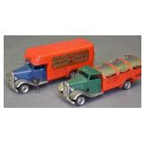 Lot Of Two Tri-Ang Minic Wind Up Tin Trucks