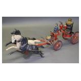 Early Cast Iron Horse Drawn Pumper Truck