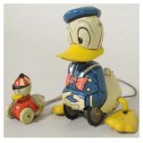 Line Mar Tin Litho Windup Donald Duck w/ Huey Toy