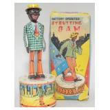 Vintage Battery-Op Tin Litho Strutting Sam
