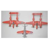 Three Hubley Pressed Steel Miltary Airplanes