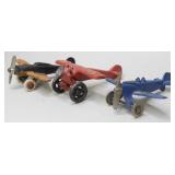 Three Cast Iron Hubley/Arcade? Airplanes
