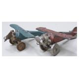 Two Cast Iron Arcade Airplanes