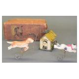 SS Japan Tin Litho & Celluloid Dog and Cat Wind Up
