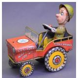 Unique Art Tin Litho Wind Up GI Joe Jouncing Jeep
