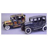 Two Marx Tin Litho Wind Up Old Jalopy and Tin lizy