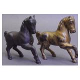 Lot Of Two Cast Iron Prancing Horse Banks