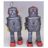 Lot Of Two Wind Up Tin Litho Robots