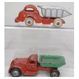 Lot of Two Cast Iron Dump Trucks