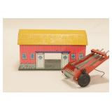 Ohio Art Tin Litho Barn With Hay Loader