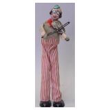Tin Litho Clown Playing Fiddle Wind Up
