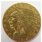 1914 $2.50 Indian Head Gold Quarter Eagle