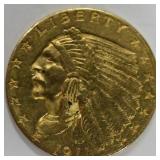 1911 $2.50 Indian Head Quarter Eagle Gold Coin
