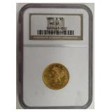 1886 $5 Liberty Head Half Eagle Gold Coin