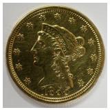 1855 $2.50 Liberty Head Quarter Eagle Gold Coin