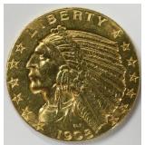 1908 $5 Indian Head Half Eagle Gold Coin