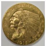 1915 $2.50 Indiana Head Quarter Eagle Gold Coin