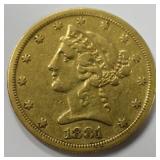 1881-S $5 Liberty Head Quarter Eagle Gold Coin
