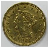 1851 $2.50 Liberty Head Quarter Eagle Gold Coin