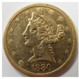 1880-S $5 Liberty Head Half Eagle Gold Coin