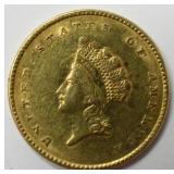 1854 $1 Indian Princess Dollar Gold Coin