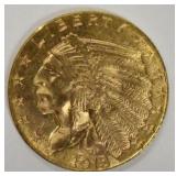 1913 $2.50 Indian Head Quarter Eagle Gold Coin