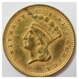 1856 $1 Indian Princess Dollar Gold Coin