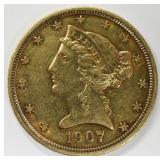 1907 $5 Liberty Head Half Eagle Gold Coin