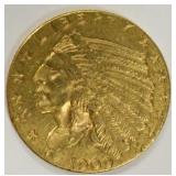 1909 $2.50 Indian Head Quarter Eagle Gold Coin