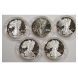 5- Proof Silver Eagle Coins