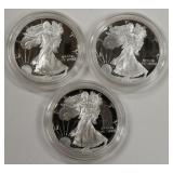 3- 1995-P Proof Silver Eagle Coins