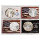 4- Uncirculated US Silver Eagle Coins