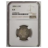 1896-S Barber Quarter NGC G4