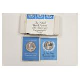 Pair Of Sterling Silver UN 25th Anniversary Medals