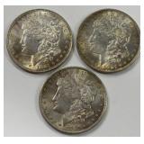 Lot Of 3 1921-P Morgan Silver Dollars AU-BU