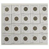 (20) 1907 & 1908 Liberty "V" Nickels