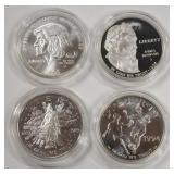 (4) Modern Commemorative Silver Dollars