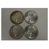 Lot Of 4 1923-P Peace Silver Dollars