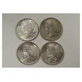 Lot Of 4 1923-P Peace Silver Dollars