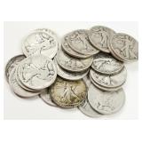 $10 Face 90% Silver Walking Liberty Half Dollars