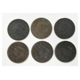 (6) Mixed Date U.S. Liberty Head Large Cents
