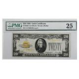 1928 US $20 Small Size Gold Certificate PMG-25