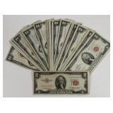 (50) United States Red Seal $2 Bills