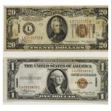 1934-A U.S. $20 & $1 Hawaiian Notes