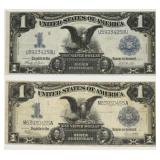 Pair Of 1899 US $1 Silver Certificates
